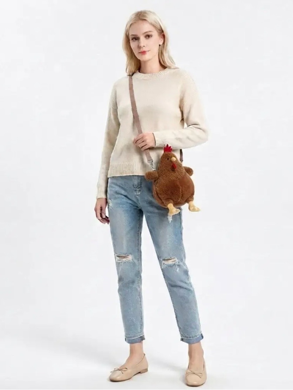 Plush Brown Chicken Crossbody Bag for Women - Picture 5 of 5